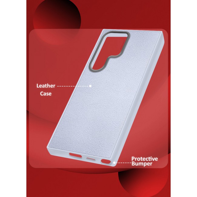 CATANES (for Samsung Galaxy S24 Ultra) 2 Pack Case Cover and Screen Protector Leather Case with Lens Frame Shockproof Full Body Protective Cover Light Blue