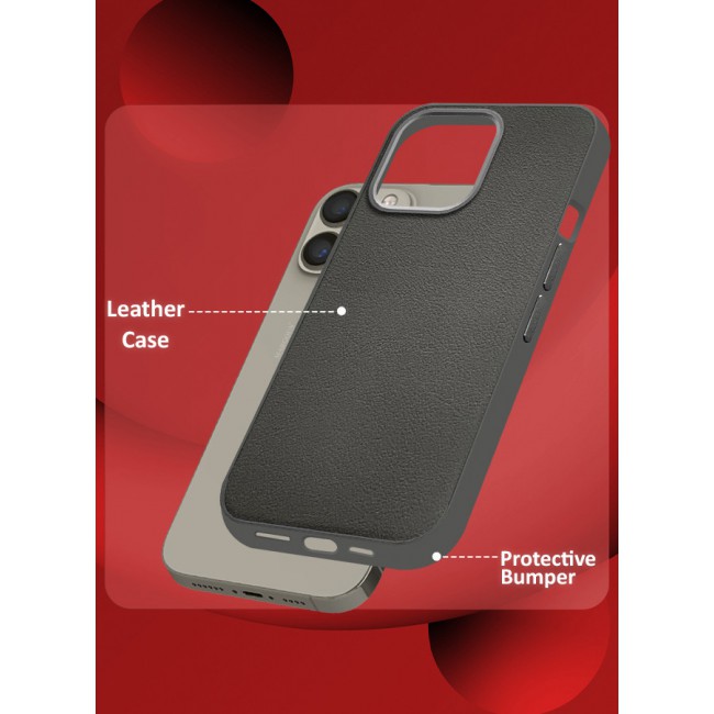 MARGOUN for iPhone 15 Pro 2 Pack Case Cover and Screen Protector Leather Case with Lens Frame Shockproof Full Body Protective Cover Crimson
