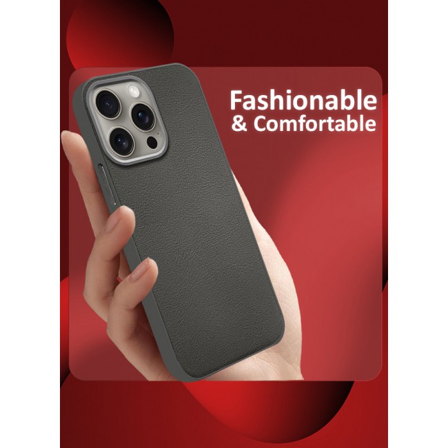 MARGOUN for iPhone 15 Pro 2 Pack Case Cover and Screen Protector Leather Case with Lens Frame Shockproof Full Body Protective Cover Crimson