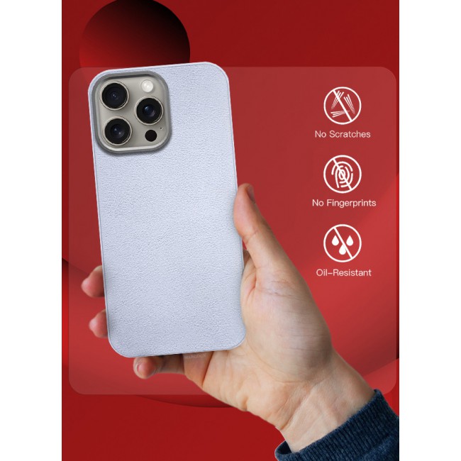 MARGOUN for iPhone 15 Pro Case Cover Leather Case with Lens Frame Shockproof Full Body Protective Cover Light Blue