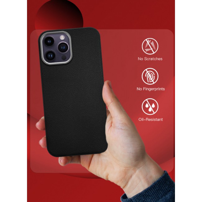 MARGOUN for iPhone 14 Pro Max 2 Pack Case Cover and Screen Protector Leather Case with Lens Frame Shockproof Full Body Protective Cover Black