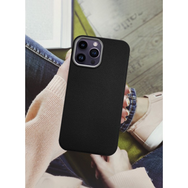 MARGOUN for iPhone 14 Pro Max 3 Pack Case Cover and 2 Screen Protectors Leather Case with Lens Frame Shockproof Full Body Protective Cover Black