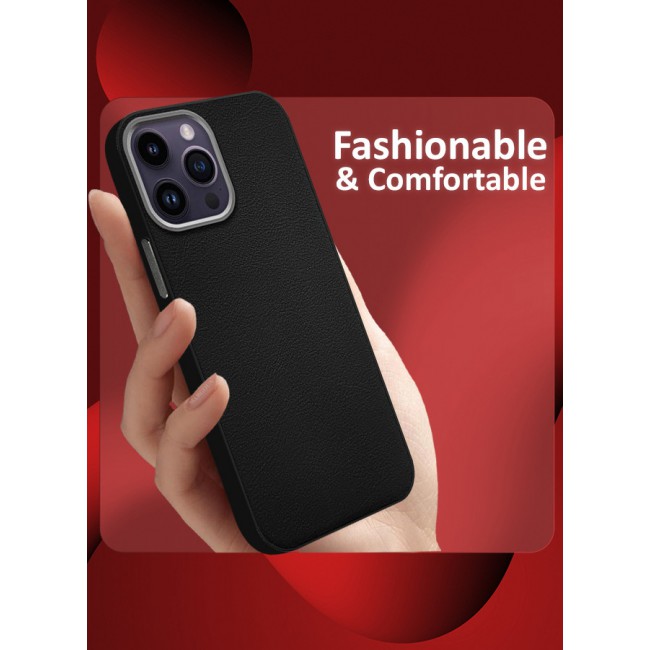 MARGOUN for iPhone 14 Pro Max 2 Pack Case Cover and Screen Protector Leather Case with Lens Frame Shockproof Full Body Protective Cover Black