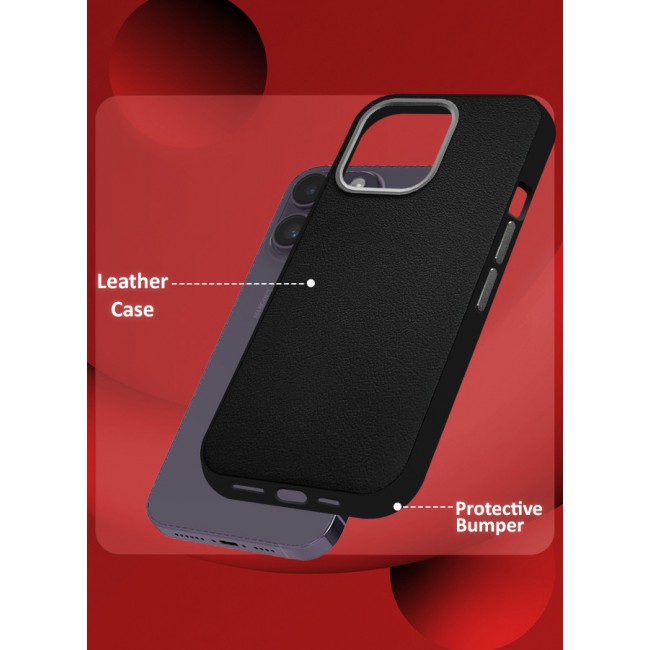 MARGOUN for iPhone 14 Pro Max 2 Pack Case Cover and Screen Protector Leather Case with Lens Frame Shockproof Full Body Protective Cover Black