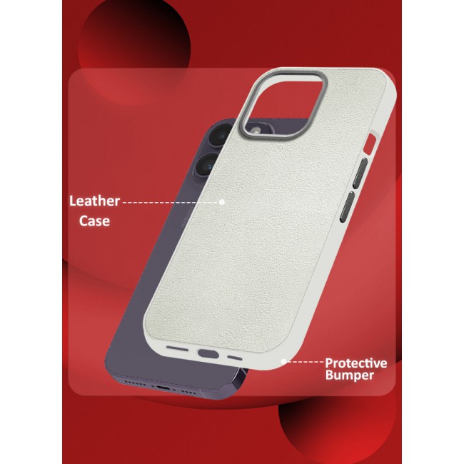 MARGOUN for iPhone 14 Pro Max 2 Pack Case Cover and Screen Protector Leather Case with Lens Frame Shockproof Full Body Protective Cover White