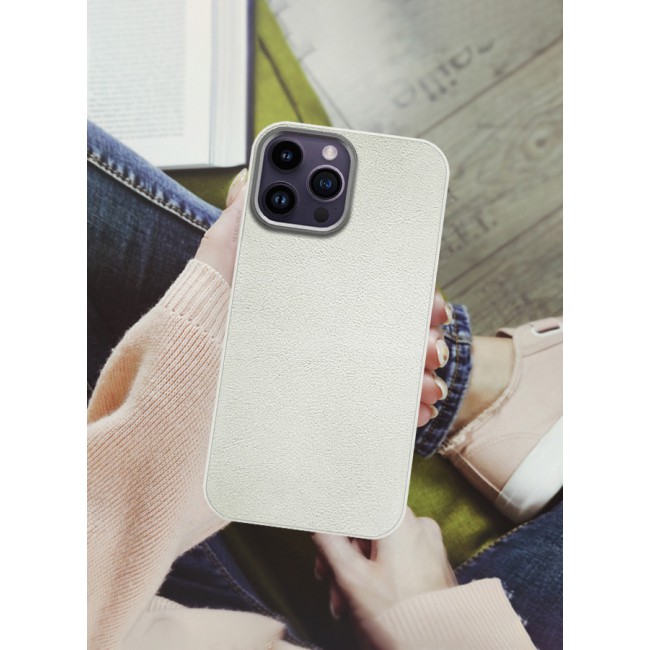 MARGOUN for iPhone 14 Pro Max 2 Pack Case Cover and Screen Protector Leather Case with Lens Frame Shockproof Full Body Protective Cover White