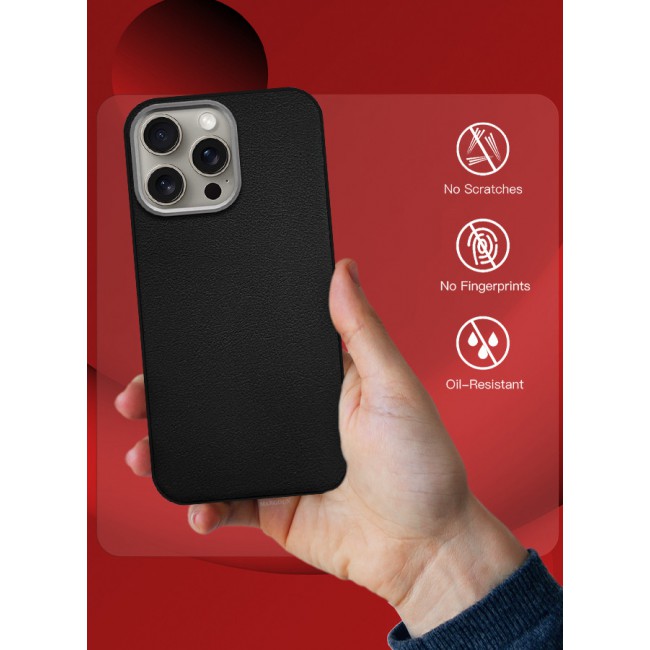 MARGOUN for iPhone 15 Pro Max 2 Pack Case Cover and Screen Protector Leather Case with Lens Frame Shockproof Full Body Protective Cover Black