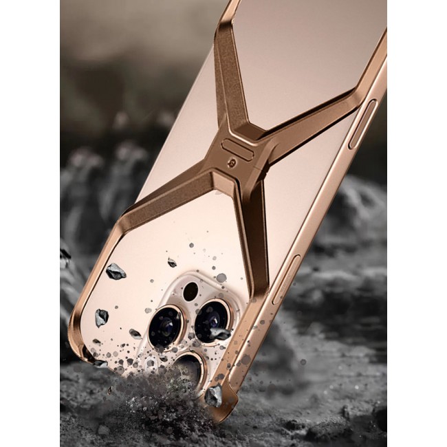 MARGOUN for iPhone 16 Pro Max Case X Shape Anti-Fall Bare Phone Case,Cool Design Luxury Metal Shockproof Anti-Scratch Slim Borderless Case / 1