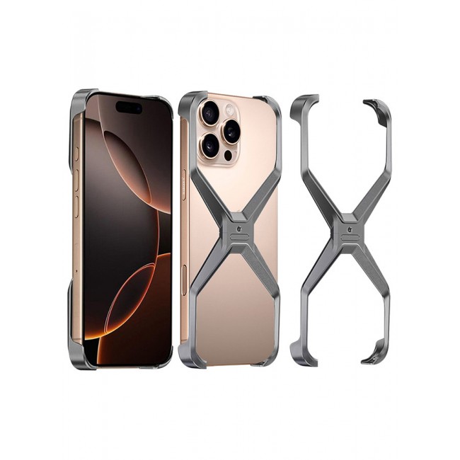 MARGOUN for iPhone 16 Pro Max Case X Shape Anti-Fall Bare Phone Case,Cool Design Luxury Metal Shockproof Anti-Scratch Slim Borderless Case / 2