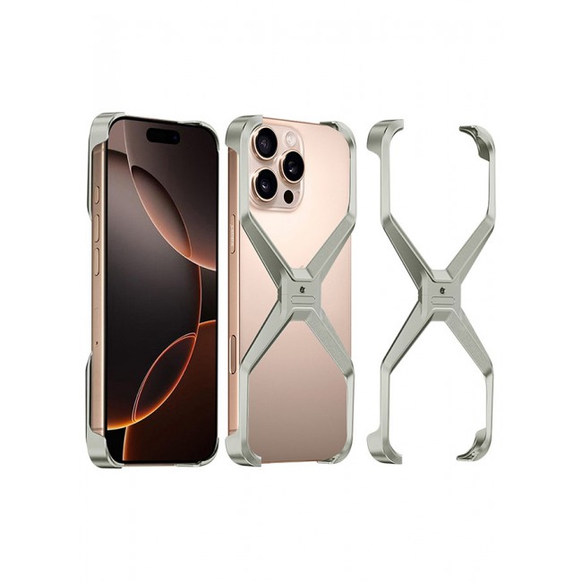MARGOUN for iPhone 16 Pro Max Case X Shape Anti-Fall Bare Phone Case,Cool Design Luxury Metal Shockproof Anti-Scratch Slim Borderless Case / 3