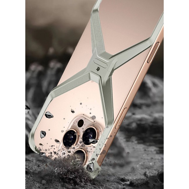 MARGOUN for iPhone 16 Pro Max Case X Shape Anti-Fall Bare Phone Case,Cool Design Luxury Metal Shockproof Anti-Scratch Slim Borderless Case / 3