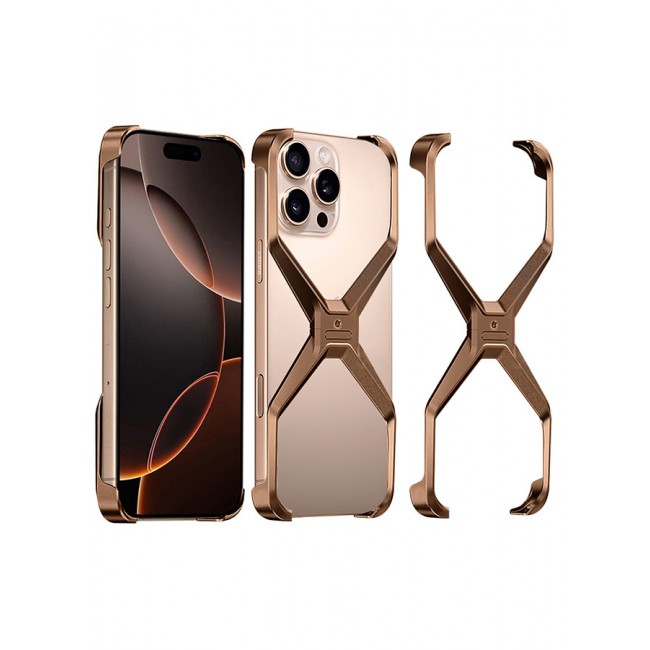 MARGOUN for iPhone 16 Pro Max Case X Shape Anti-Fall Bare Phone Case,Cool Design Luxury Metal Shockproof Anti-Scratch Slim Borderless Case / 1