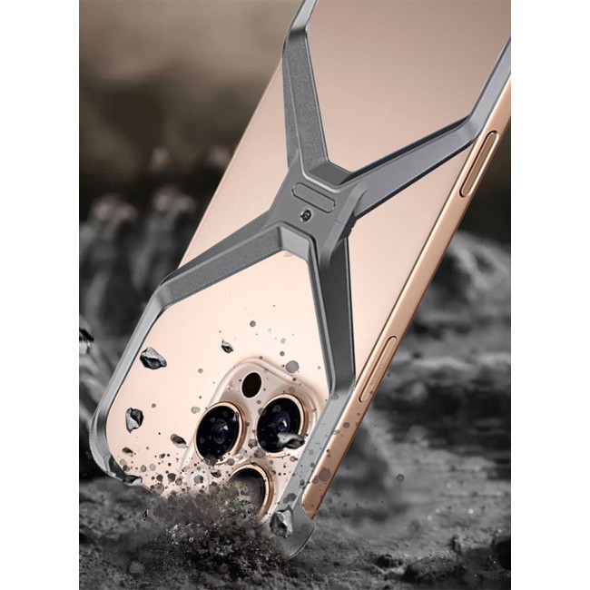 MARGOUN for iPhone 16 Pro Max Case X Shape Anti-Fall Bare Phone Case,Cool Design Luxury Metal Shockproof Anti-Scratch Slim Borderless Case / 2