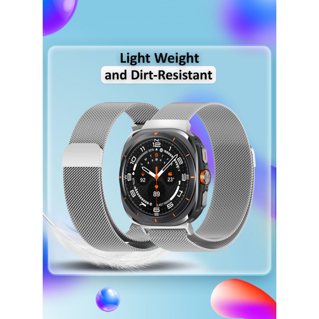 MARGOUN for Samsung Galaxy Watch 7 Ultra Milanese Loop, Metal Mesh Adjustable Strap, Magnetic Clasp Mesh Bands Stainless Steel Metal Connector /3