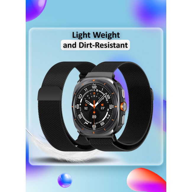 MARGOUN for Samsung Galaxy Watch 7 Ultra Milanese Loop, Metal Mesh Adjustable Strap, Magnetic Clasp Mesh Bands Stainless Steel Metal Connector /4