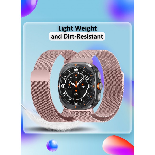 MARGOUN for Samsung Galaxy Watch 7 Ultra Milanese Loop, Metal Mesh Adjustable Strap, Magnetic Clasp Mesh Bands Stainless Steel Metal Connector /5