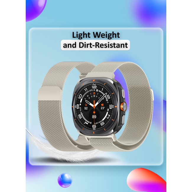 MARGOUN for Samsung Galaxy Watch 7 Ultra Milanese Loop, Metal Mesh Adjustable Strap, Magnetic Clasp Mesh Bands Stainless Steel Metal Connector /1