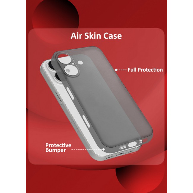 MARGOUN for iPhone 16 Case Cover Air Skin Series Back Cover Sturdy Durable Thin Case Drop Protection Cover Clear / Dark Grey