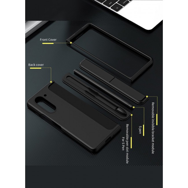 MARGOUN for Galaxy Z Fold 6 Case, with S Pen &amp; S Pen Holder, Built-in Hinge Protection &amp; Durable Kickstand Drop-Proof Military Grade Protection Phone Case / Black