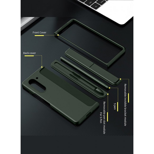 MARGOUN for Galaxy Z Fold 6 Case, with S Pen &amp; S Pen Holder, Built-in Hinge Protection &amp; Durable Kickstand Drop-Proof Military Grade Protection Phone Case / Dark Green