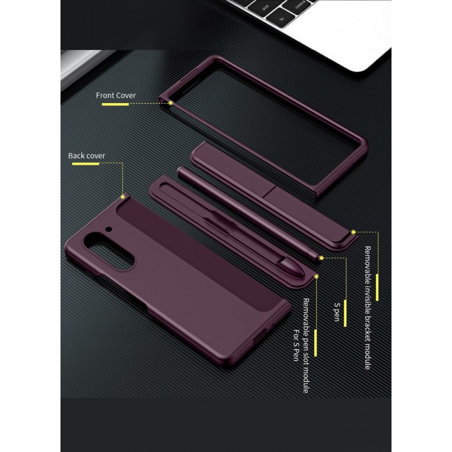 MARGOUN for Galaxy Z Fold 6 Case, with S Pen &amp; S Pen Holder, Built-in Hinge Protection &amp; Durable Kickstand Drop-Proof Military Grade Protection Phone Case / Maroon