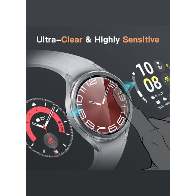 MARGOUN for Samsung Galaxy Watch 6 Classic 47mm 2 Pack Screen Protector Tempered Glass Anti-Scratch 9H Ultra-thin Screen Protector Protective Film Cover Accessories