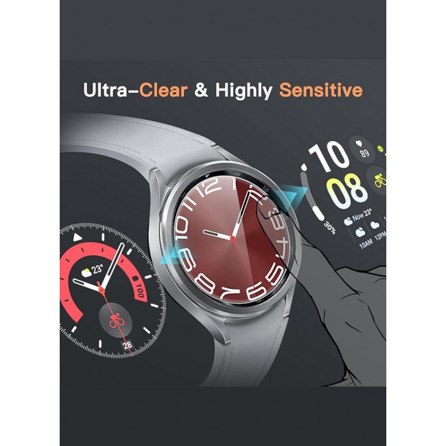 CATANES for Samsung Galaxy Watch 6 Classic 47mm 2 Pack Screen Protector Tempered Glass Anti-Scratch 9H Ultra-thin Screen Protector Protective Film Cover Accessories