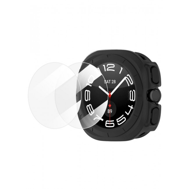 CATANES for Samsung Galaxy Watch 7 Ultra 3 Pack Case and 2 Screen Protectors Hard PC Bumper Set Frame protection around The perimeter, not covering The screen Black