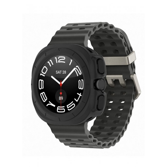 CATANES for Samsung Galaxy Watch 7 Ultra 2 Pack Case Hard PC Bumper Set Frame protection around The perimeter, not covering The screen Black