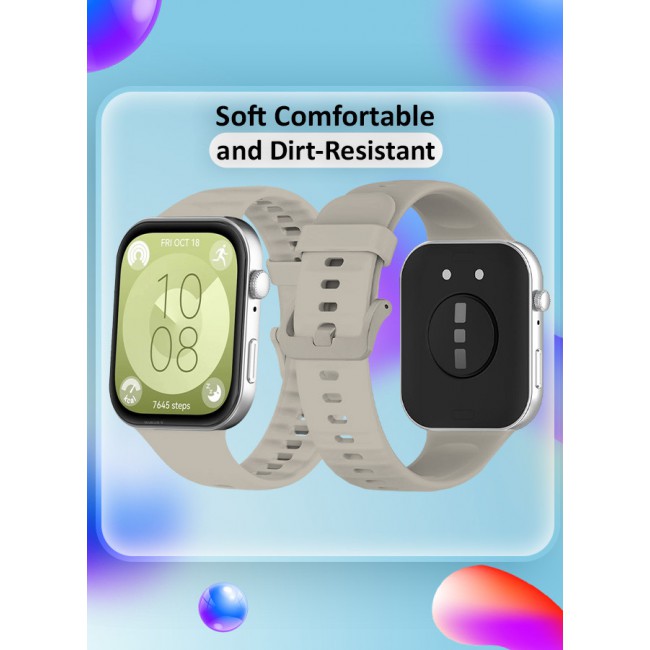 MARGOUN for Watch Fit 3 Silicone Sport Band, Soft Adjustable Sport Breathable Replacement Watch Strap Loop /Sand