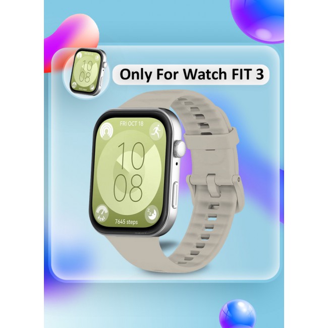 MARGOUN for Watch Fit 3 Silicone Sport Band, Soft Adjustable Sport Breathable Replacement Watch Strap Loop /Sand