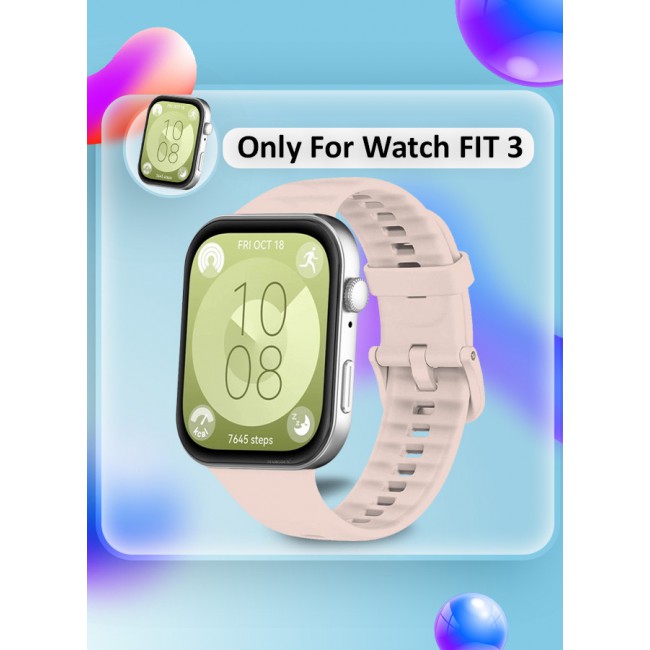 MARGOUN for Watch Fit 3 Silicone Sport Band, Soft Adjustable Sport Breathable Replacement Watch Strap Loop /Sand Pink