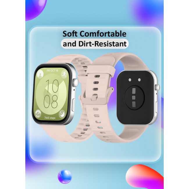 MARGOUN for Watch Fit 3 Silicone Sport Band, Soft Adjustable Sport Breathable Replacement Watch Strap Loop /Sand Pink