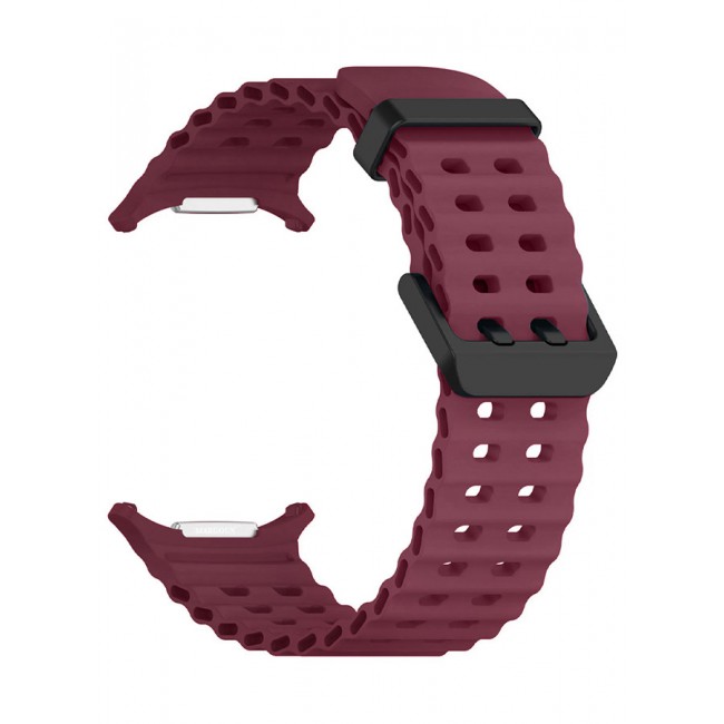 MARGOUN for Samsung Galaxy Watch 7 Ultra and Watch 8 Ultra 47mm Silicone Band Soft Ocean Silicone Sport Strap Replacement Accessory Maroon