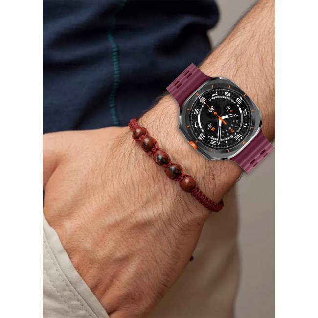 MARGOUN for Samsung Galaxy Watch 7 Ultra and Watch 8 Ultra 47mm Silicone Band Soft Ocean Silicone Sport Strap Replacement Accessory Maroon
