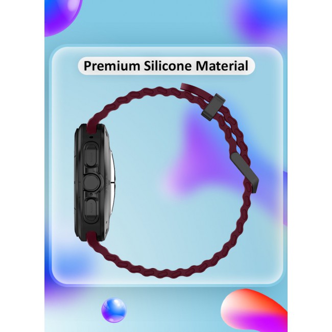 MARGOUN for Samsung Galaxy Watch 7 Ultra and Watch 8 Ultra 47mm Silicone Band Soft Ocean Silicone Sport Strap Replacement Accessory Maroon