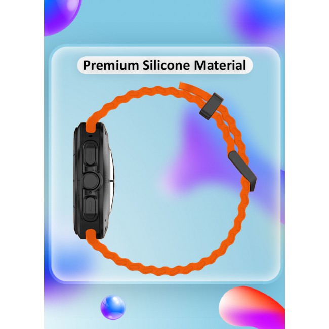 Samsung Galaxy Watch 7 Ultra and Watch 8 Ultra 47mm Silicone Band Soft Ocean Silicone Sport Strap Replacement Accessory Orange