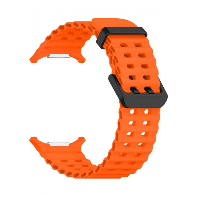 Samsung Galaxy Watch 7 Ultra and Watch 8 Ultra 47mm Silicone Band Soft Ocean Silicone Sport Strap Replacement Accessory Orange