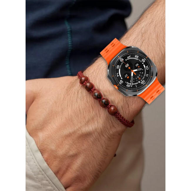 Samsung Galaxy Watch 7 Ultra and Watch 8 Ultra 47mm Silicone Band Soft Ocean Silicone Sport Strap Replacement Accessory Orange