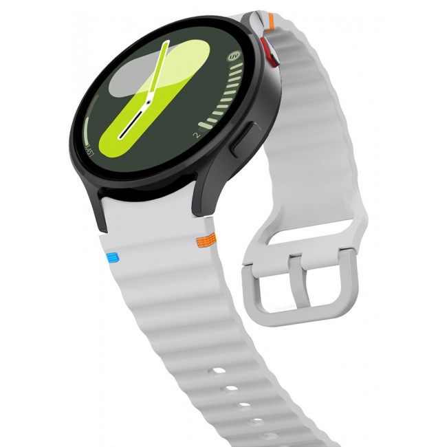 CATANES for Samsung Galaxy Watch 7 / Samsung Galaxy Watch 6 Silicone Sport Band with Decorative Woven Line Durable and Sport Design for Men Women Light Grey
