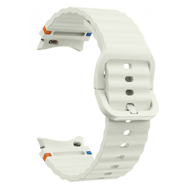 CATANES for Samsung Galaxy Watch 7 / Samsung Galaxy Watch 6 Silicone Sport Band with Decorative Woven Line Durable and Sport Design for Men Women Dusty White