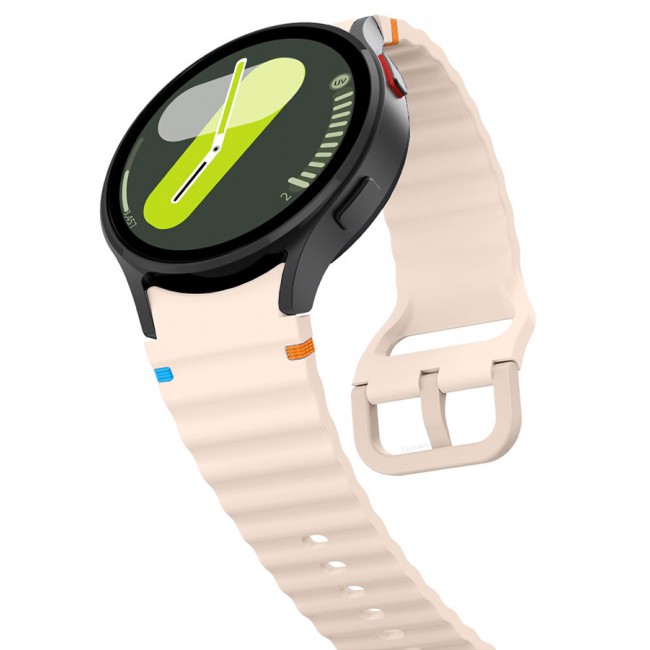 CATANES for Samsung Galaxy Watch 7 / Samsung Galaxy Watch 6 Silicone Sport Band with Decorative Woven Line Durable and Sport Design for Men Women Light Pink