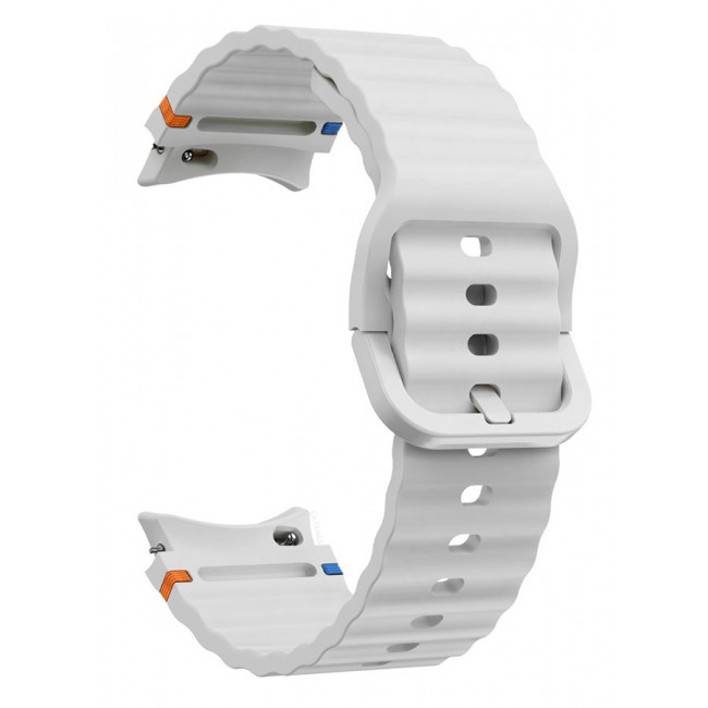 CATANES for Samsung Galaxy Watch 7 / Samsung Galaxy Watch 6 Silicone Sport Band with Decorative Woven Line Durable and Sport Design for Men Women Light Grey