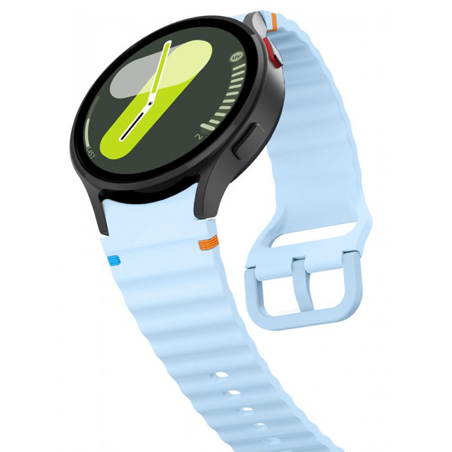 CATANES for Samsung Galaxy Watch 7 / Samsung Galaxy Watch 6 Silicone Sport Band with Decorative Woven Line Durable and Sport Design for Men Women Light Blue