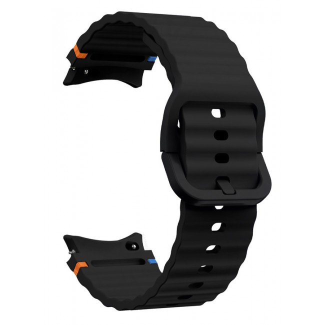 CATANES for Samsung Galaxy Watch 7 / Samsung Galaxy Watch 6 Silicone Sport Band with Decorative Woven Line Durable and Sport Design for Men Women Black