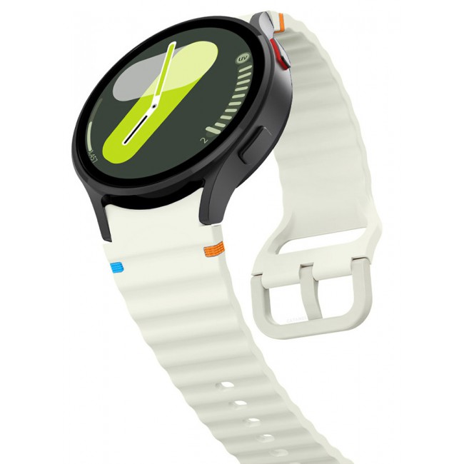 CATANES for Samsung Galaxy Watch 7 / Samsung Galaxy Watch 6 Silicone Sport Band with Decorative Woven Line Durable and Sport Design for Men Women Dusty White