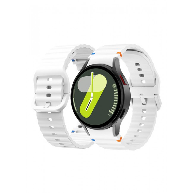 CATANES for Samsung Galaxy Watch 7 / Samsung Galaxy Watch 6 Silicone Sport Band with Decorative Woven Line Durable and Sport Design for Men Women White