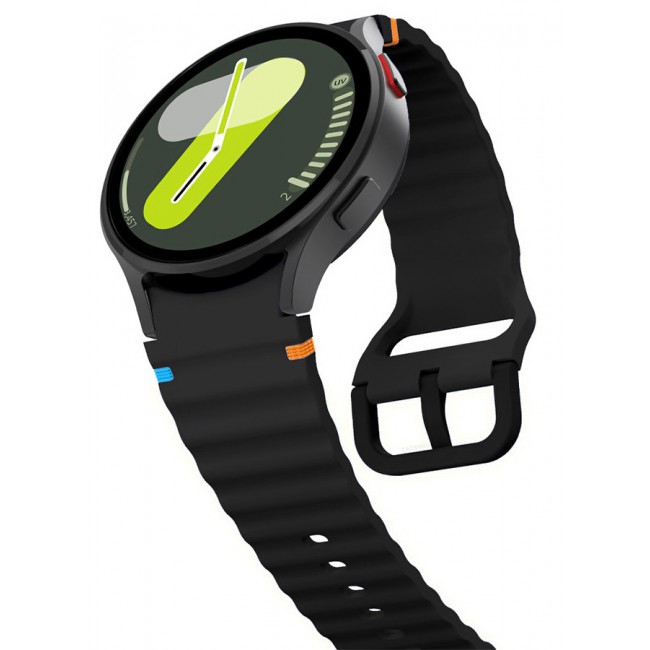 CATANES for Samsung Galaxy Watch 7 / Samsung Galaxy Watch 6 Silicone Sport Band with Decorative Woven Line Durable and Sport Design for Men Women Black