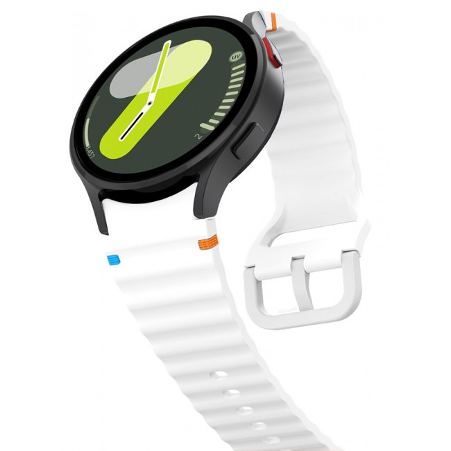 CATANES for Samsung Galaxy Watch 7 / Samsung Galaxy Watch 6 Silicone Sport Band with Decorative Woven Line Durable and Sport Design for Men Women White