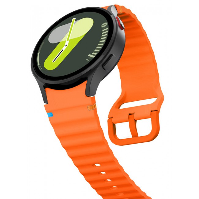 CATANES for Samsung Galaxy Watch 7 / Samsung Galaxy Watch 6 Silicone Sport Band with Decorative Woven Line Durable and Sport Design for Men Women Orange